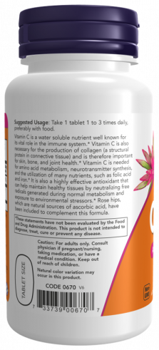 NOW C-500 with Rose Hips, 100 таблеток NOW C-500 with Rose Hips, 100 таблеток