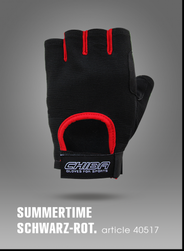 Chiba Перчатки мужские Summer time 40517 черный/красн