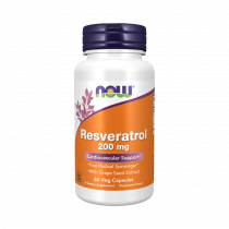 NOW Resveratrol 200 mg, 60 капсул