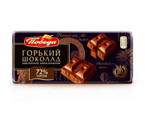 Победа Шоколад Горький 72% б/сахара, 100 гр